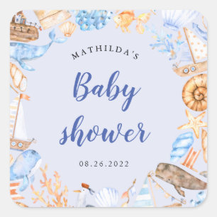 Darstellung des Wasserstrands Babydusche Quadrat Quadratischer Aufkleber