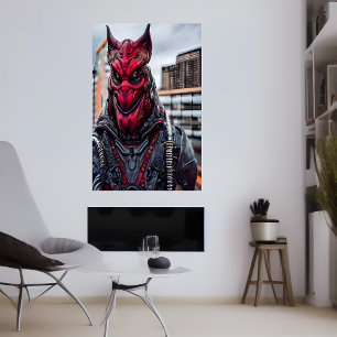 Darstellung einer roten beängstigenden Alien AI Poster