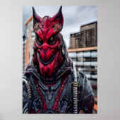 Darstellung einer roten beängstigenden Alien | AI Poster (Vorne)