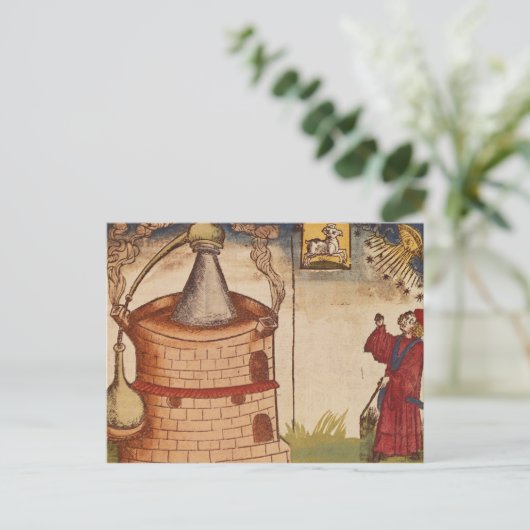 Darstellung eines Alchimisten bei der Arbeit Postkarte (Stehend Vorderseite)