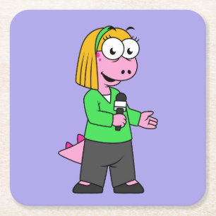 Darstellung eines Allosaurus-Nachrichtenreporters. Rechteckiger Pappuntersetzer