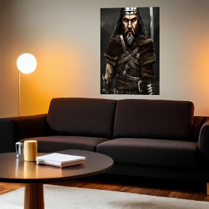 Darstellung eines älteren Wikings AI Art Poster