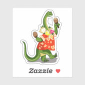 Darstellung eines Brontosaurus, der Maracas spielt Aufkleber (Blatt)