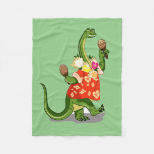 Darstellung eines Brontosaurus, der Maracas spielt Fleecedecke