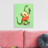 Darstellung eines Brontosaurus, der Maracas spielt Leinwanddruck (Insitu (Wohnzimmer))