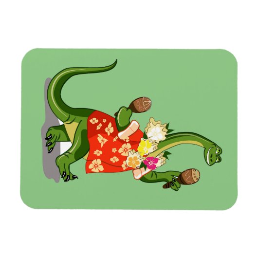 Darstellung eines Brontosaurus, der Maracas spielt Magnet (Horizontal)