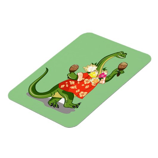 Darstellung eines Brontosaurus, der Maracas spielt Magnet (Linke Seite)