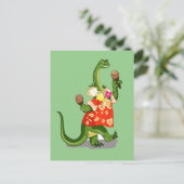 Darstellung eines Brontosaurus, der Maracas spielt Postkarte (Stehend Vorderseite)