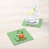 Darstellung eines Brontosaurus, der Maracas spielt Rechteckiger Pappuntersetzer (Vor Ort)