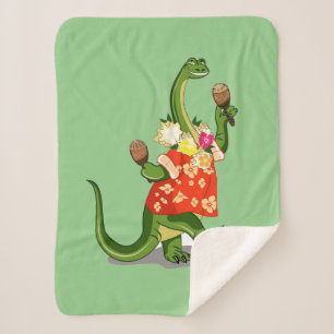 Darstellung eines Brontosaurus, der Maracas spielt Sherpadecke