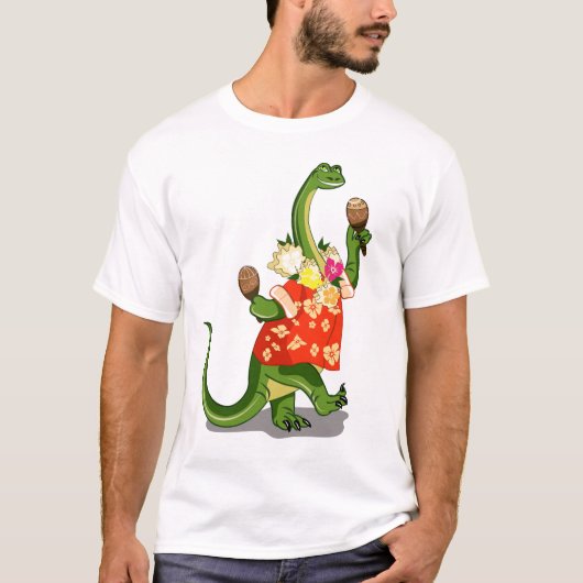 Darstellung eines Brontosaurus, der Maracas spielt T-Shirt (Vorderseite)