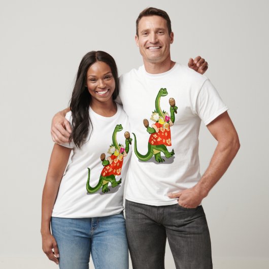 Darstellung eines Brontosaurus, der Maracas spielt T-Shirt (Unisex)