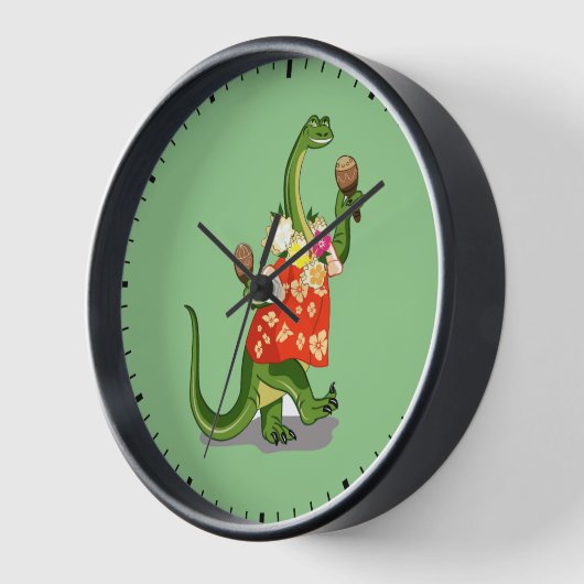Darstellung eines Brontosaurus, der Maracas spielt Uhr (Winkel)