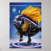 Darstellung eines Fisches in einer Polizeiuniform  Poster (Vorne)