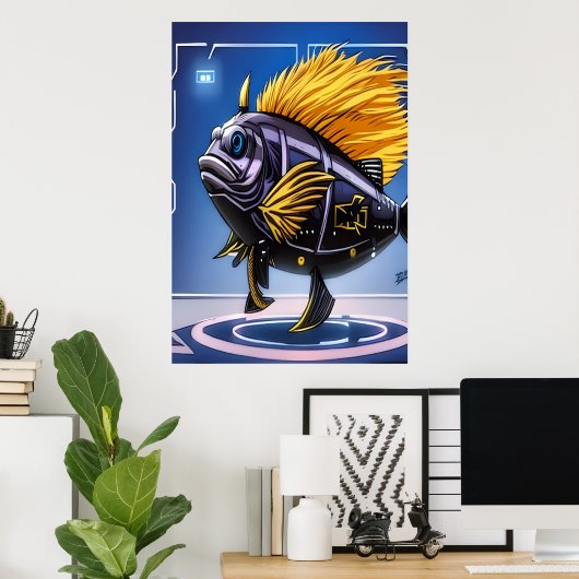 Darstellung eines Fisches in einer Polizeiuniform  Poster (Heimbüro)