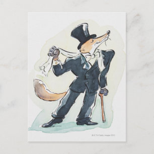 Darstellung eines Fuchses in Anzug und Oberteil Postkarte