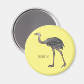 Darstellung eines größeren Rhea-Cartoon Magnet (Vorderseite/Rückseite)