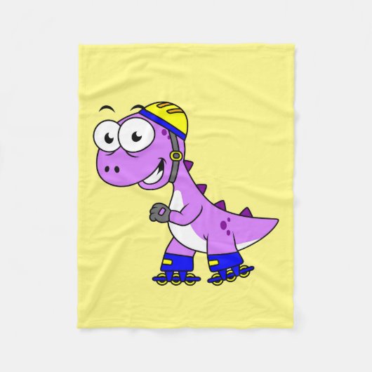 Darstellung eines Skaten Tyrannosaurus Rex. Fleecedecke (Vorderseite)