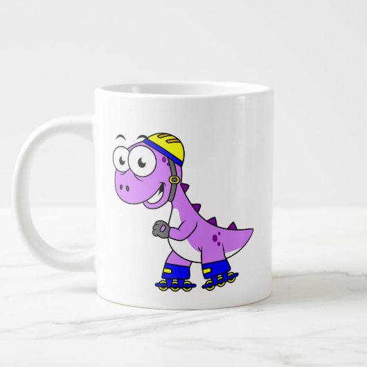 Darstellung eines Skaten Tyrannosaurus Rex. Jumbo-Tasse (Links)