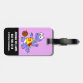 Darstellung eines Stegosaurus, der Basketball spie Gepäckanhänger (Rückseite horizontal)