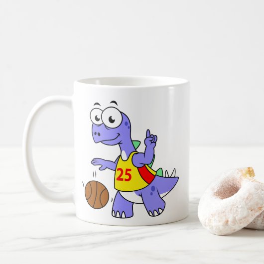 Darstellung eines Stegosaurus, der Basketball spie Kaffeetasse (Mit Donut)