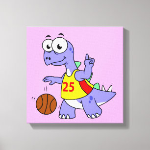 Darstellung eines Stegosaurus, der Basketball spie Leinwanddruck