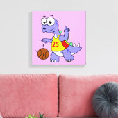 Darstellung eines Stegosaurus, der Basketball spie Leinwanddruck (Insitu (Wohnzimmer))