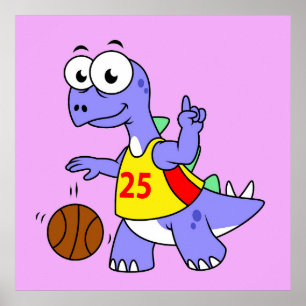 Darstellung eines Stegosaurus, der Basketball spie Poster