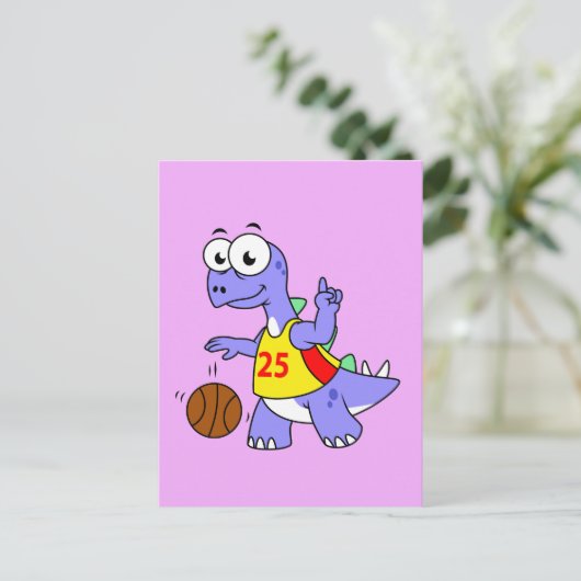 Darstellung eines Stegosaurus, der Basketball spie Postkarte (Stehend Vorderseite)