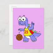 Darstellung eines Stegosaurus, der Basketball spie Postkarte (Vorne/Hinten)