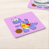 Darstellung eines Stegosaurus, der Basketball spie Rechteckiger Pappuntersetzer (angewinkelt)