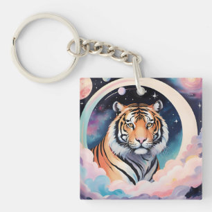 Darstellung eines Tigers im Weltraum Schlüsselanhänger