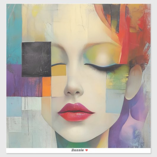 Darstellung in Farbblockrealismus Aufkleber (Blatt)