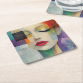 Darstellung in Farbblockrealismus Rechteckiger Pappuntersetzer (angewinkelt)