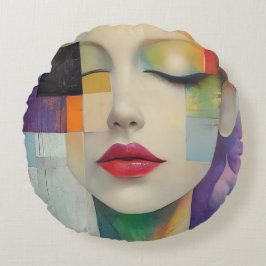 Darstellung in Farbblockrealismus Rundes Kissen