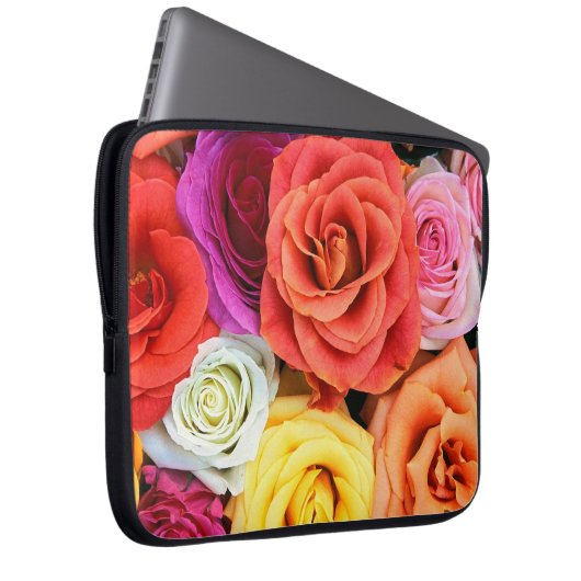 Darstellung mehrfarbiger Rose Laptopschutzhülle (Vorne Rechts)