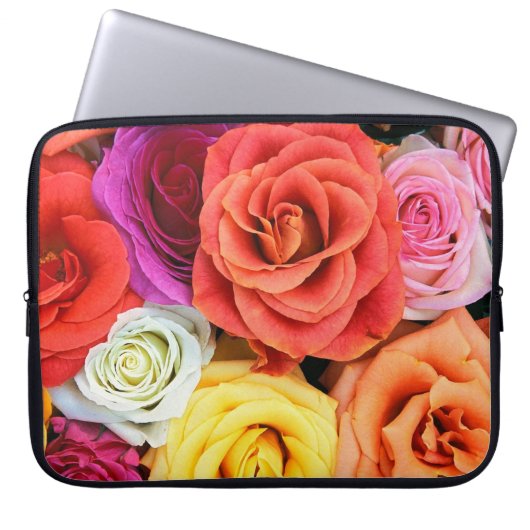 Darstellung mehrfarbiger Rose Laptopschutzhülle (Vorderseite)