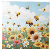 Darstellung niedlicher Bienen und Blume Fliese (Vorderseite)