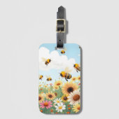 Darstellung niedlicher Bienen und Blume Gepäckanhänger (Vorderseite Vertikal)