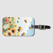 Darstellung niedlicher Bienen und Blume Gepäckanhänger (Vorderseite (Horizontal))