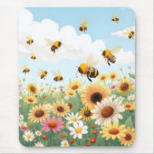 Darstellung niedlicher Bienen und Blume Mousepad (Vorne)