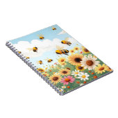 Darstellung niedlicher Bienen und Blume Notizblock (Rechte Seite)