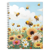 Darstellung niedlicher Bienen und Blume Notizblock (Vorderseite)
