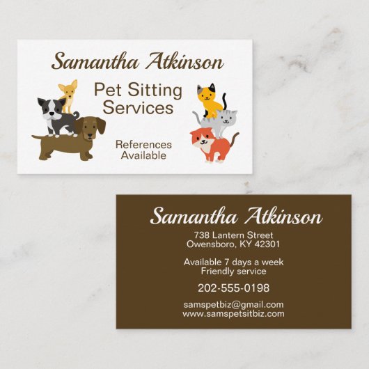 Darstellung Niedlicher Katzen Visitenkarte (Vorne/Hinten)