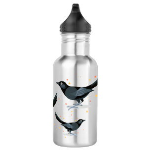 Darstellung schwarzer Vögel Edelstahlflasche