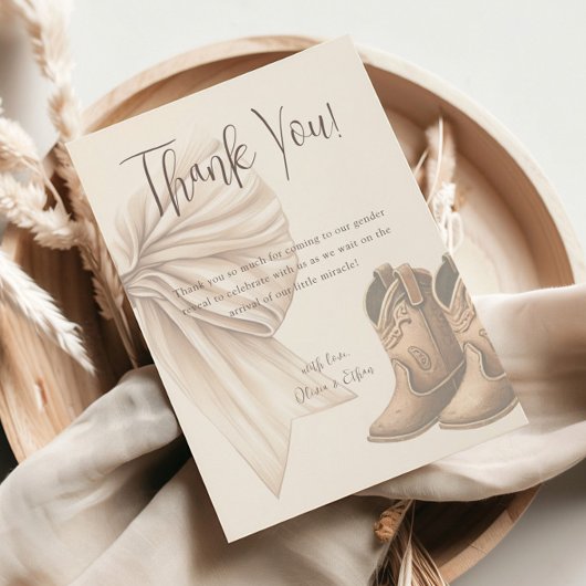 Darstellung von Beige-Stiefeln oder Bows-Aquarelle Dankeskarte