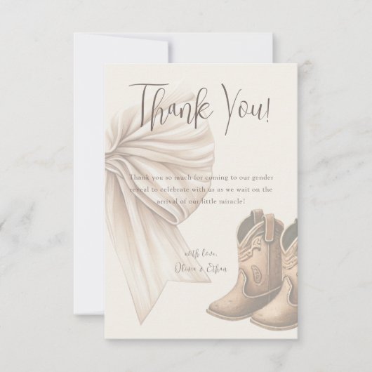 Darstellung von Beige-Stiefeln oder Bows-Aquarelle Dankeskarte (Vorderseite)