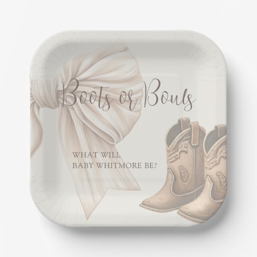 Darstellung von Beige-Stiefeln oder Bows-Aquarelle Pappteller (Vorderseite)
