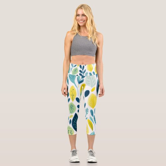 Darstellung von Blattformen und -farben Capri Leggings (Vorderseite)