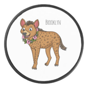 Darstellung von Cartoon in Hyena und Blume Eishockey Puck